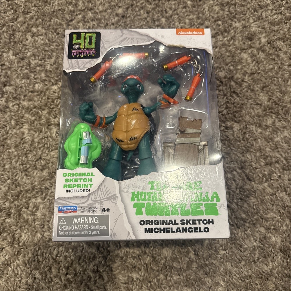 2024 TMNT Original Sketch Michelangelo action figure Toy Playmate Sealed